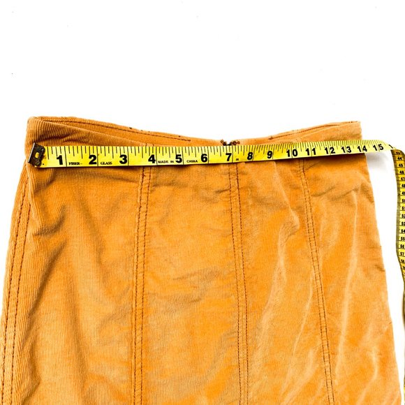 free people mustard corduroy mini skirt sz 8 - Picture 3 of 4